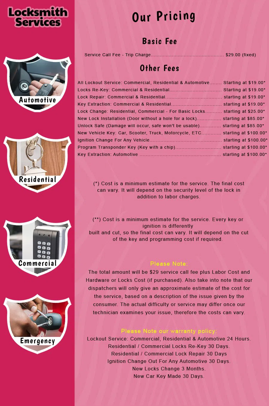Glen Ridge NJ Locksmith Store Glen Ridge, NJ 973-317-9605 - price-list-c-18